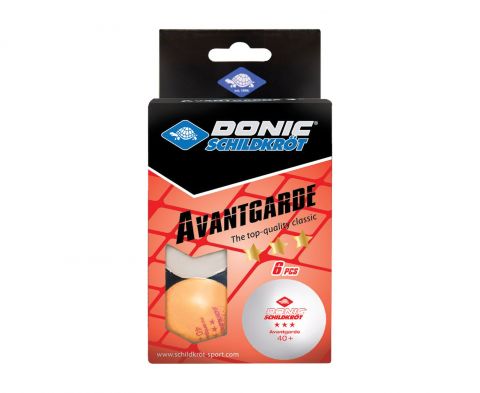 Мячики для н/тенниса DONIC AVANTGARDE 3* 40+, 6 штук, белый + оранжевый